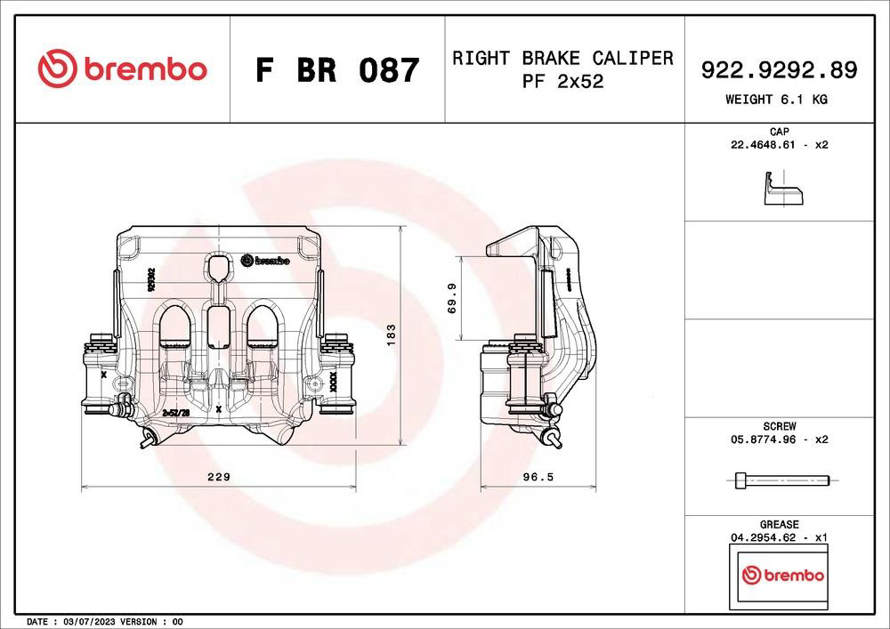 Comprar FBR087 Brembo Pinza de freno delantera derecha