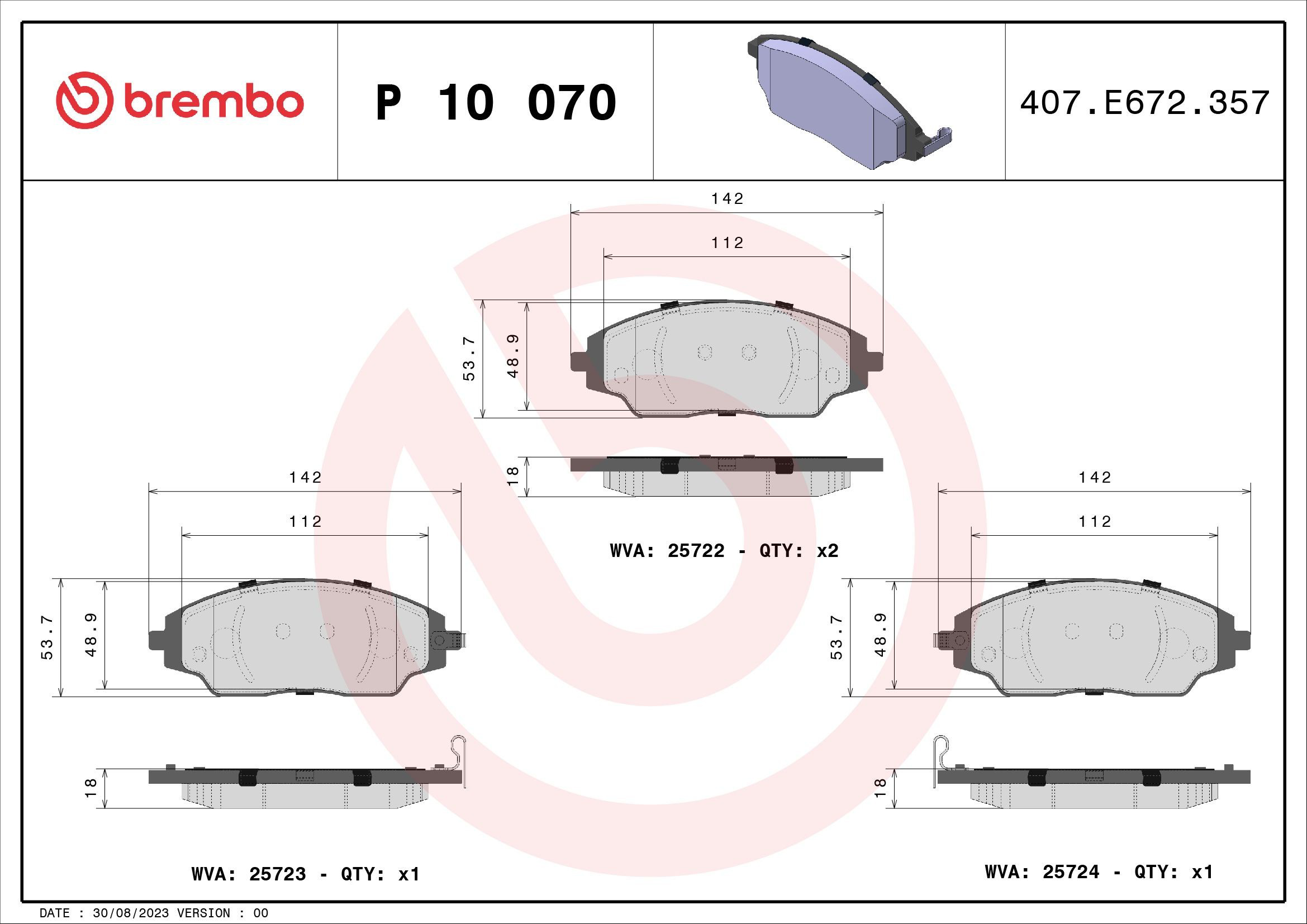 Pastillas freno delanteras Brembo P10070 precio, desde 29,06 EUR