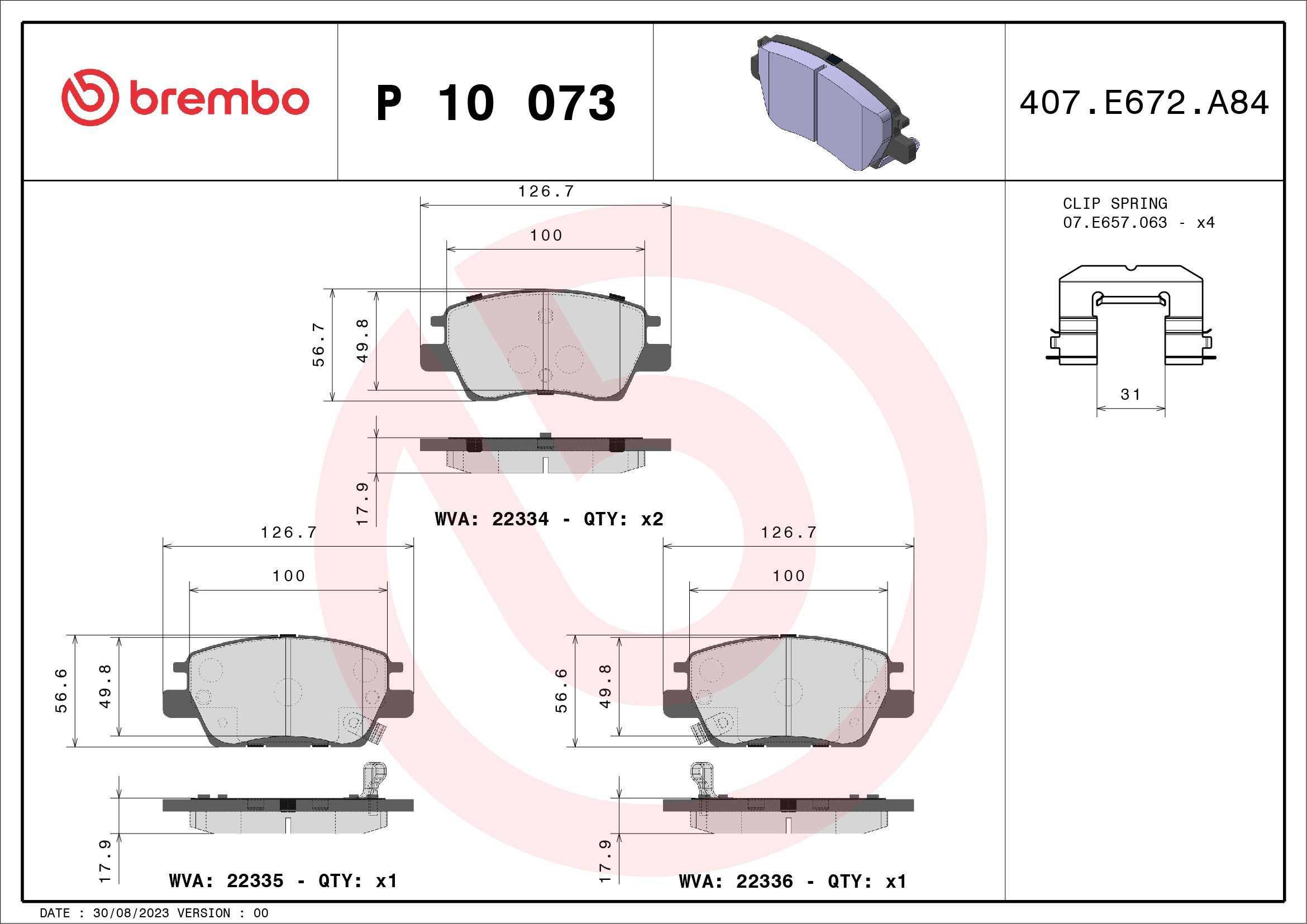 Comprar P10073 Brembo Pastillas delanteras de freno