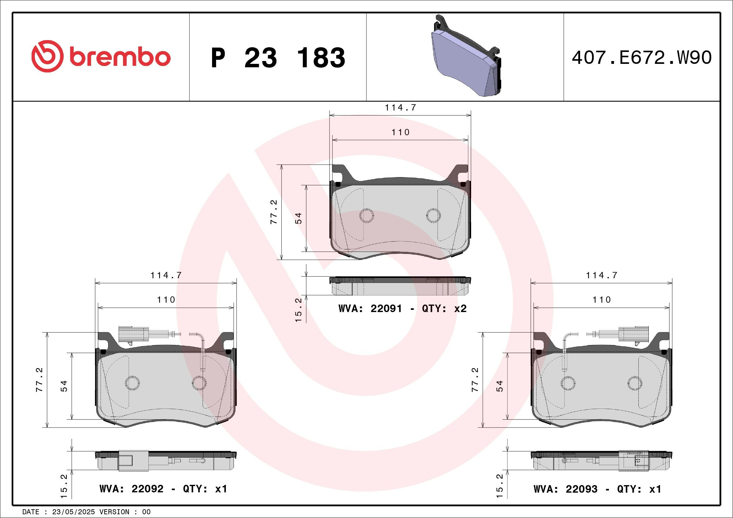 Pastillas de freno P23183 Brembo