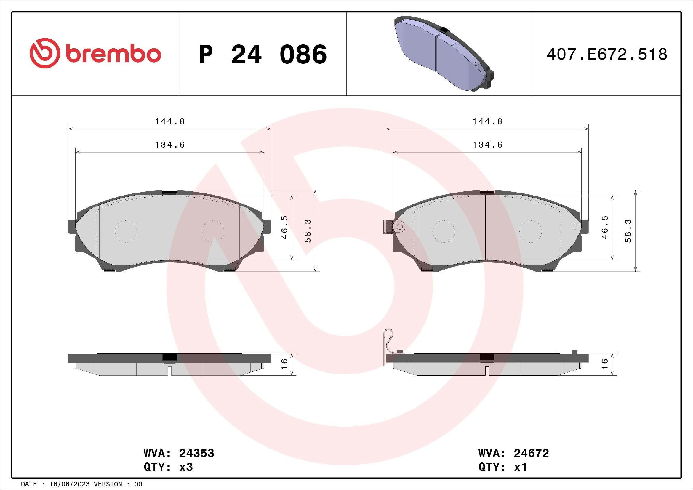 Pastillas freno delanteras Brembo P24086 precio, desde 23,76 EUR