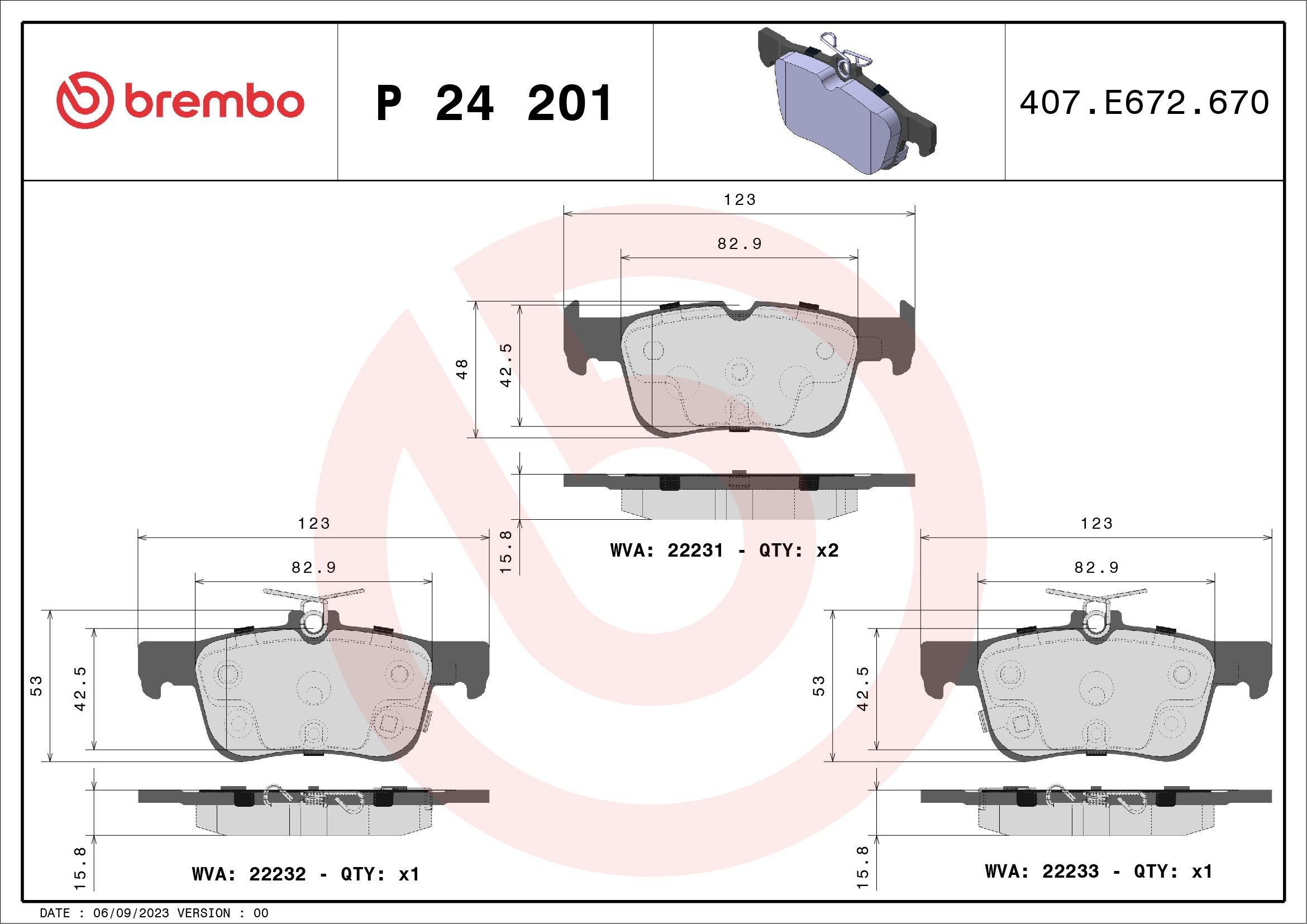P24201 Brembo Pastillas freno traseras