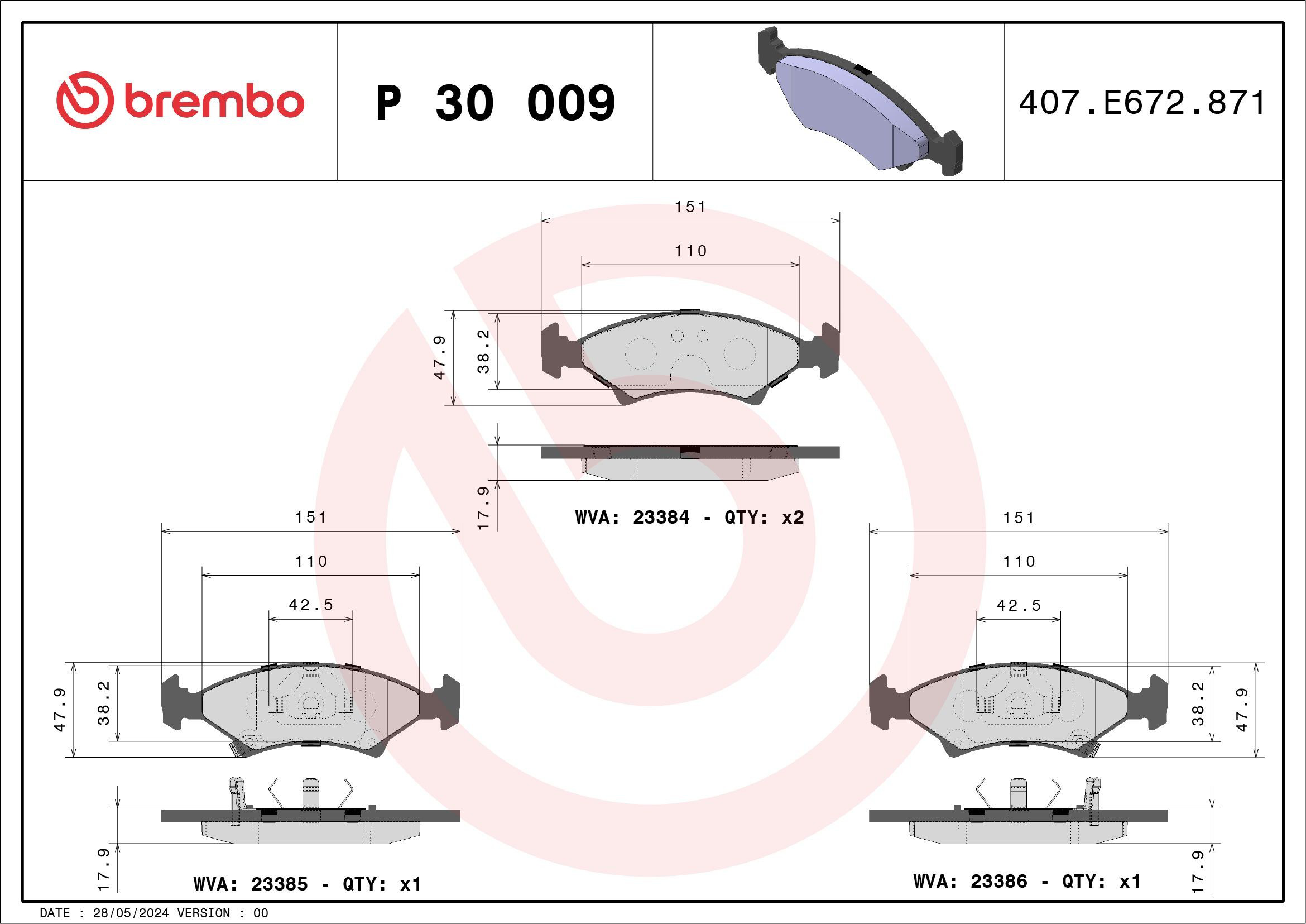 Pastillas freno delanteras Brembo P30009 precio, desde 20,94 EUR