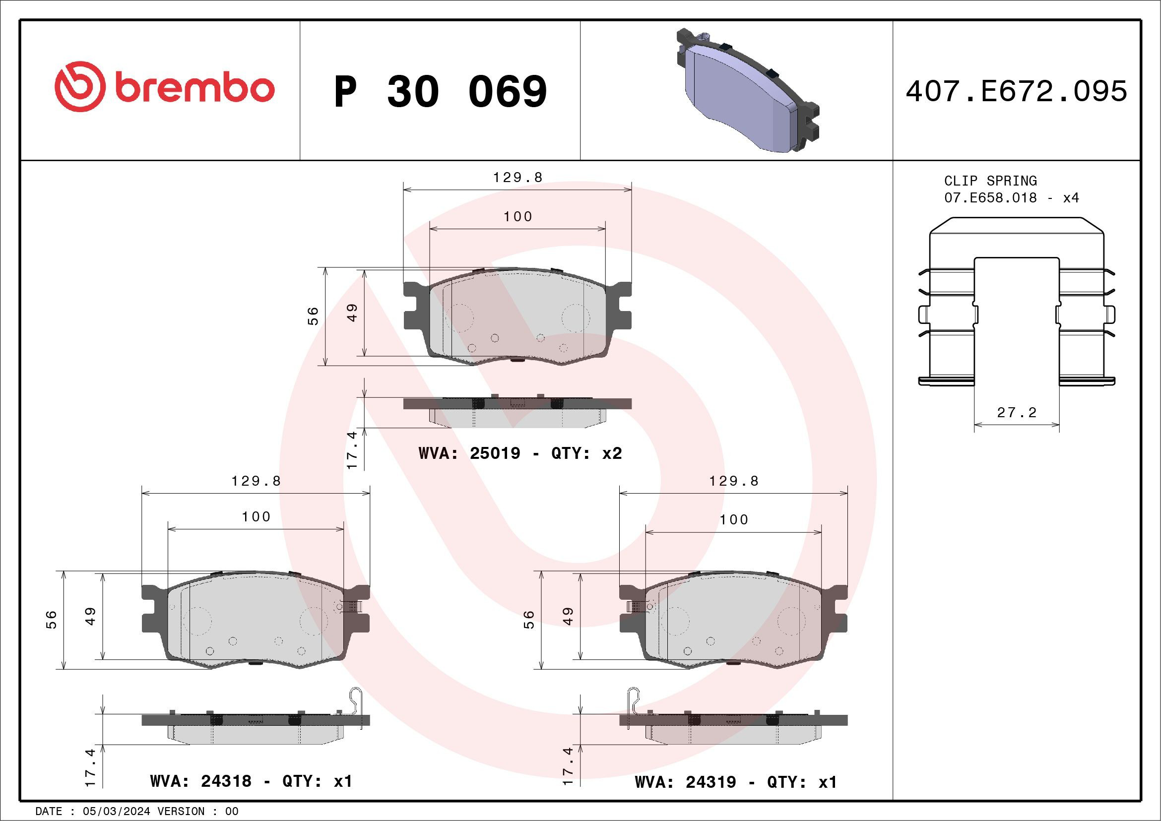 Pastillas de freno delanteras Brembo P30069