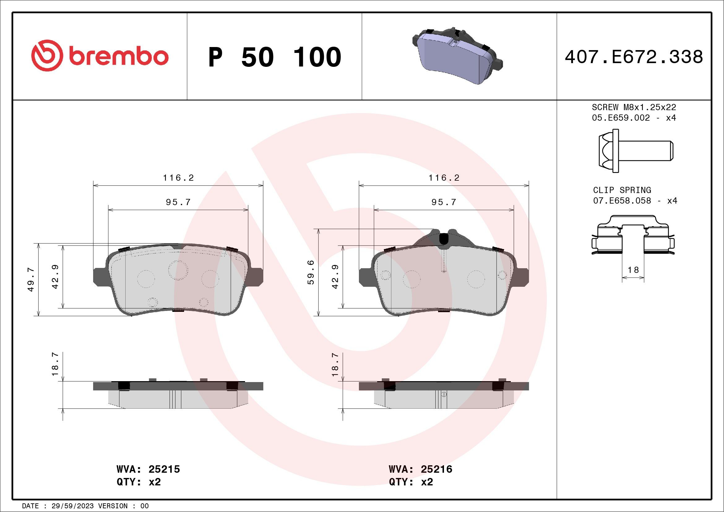 Pastillas traseras de freno Brembo P50100 precio, desde 42,23 EUR