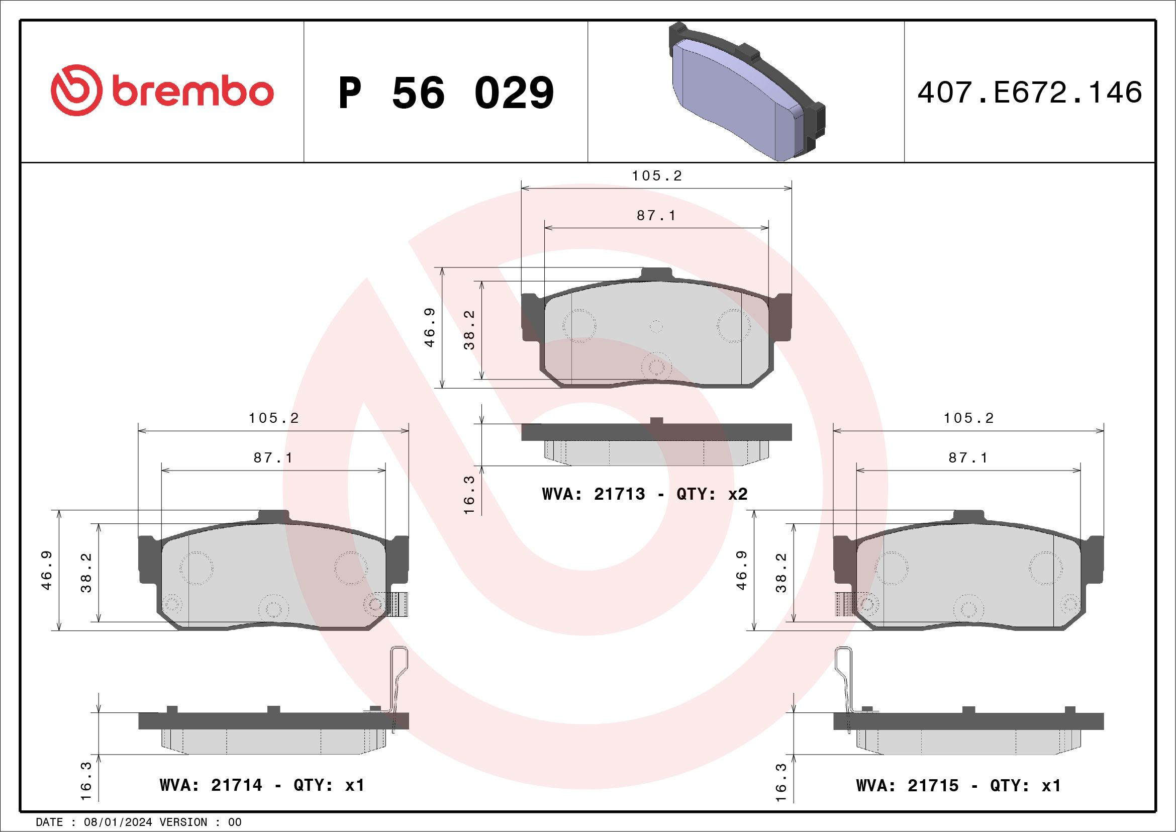Pastillas traseras de freno Brembo P56029 precio, desde 20,68 EUR