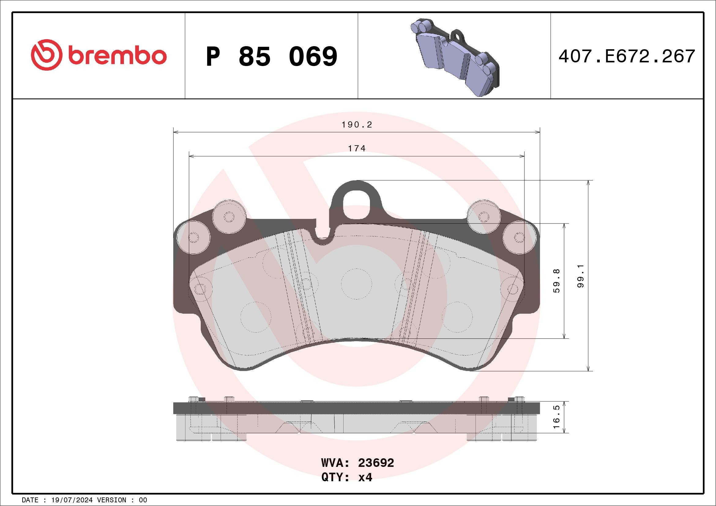 Pastillas freno delanteras Brembo P85069 precio, desde 49,54 EUR