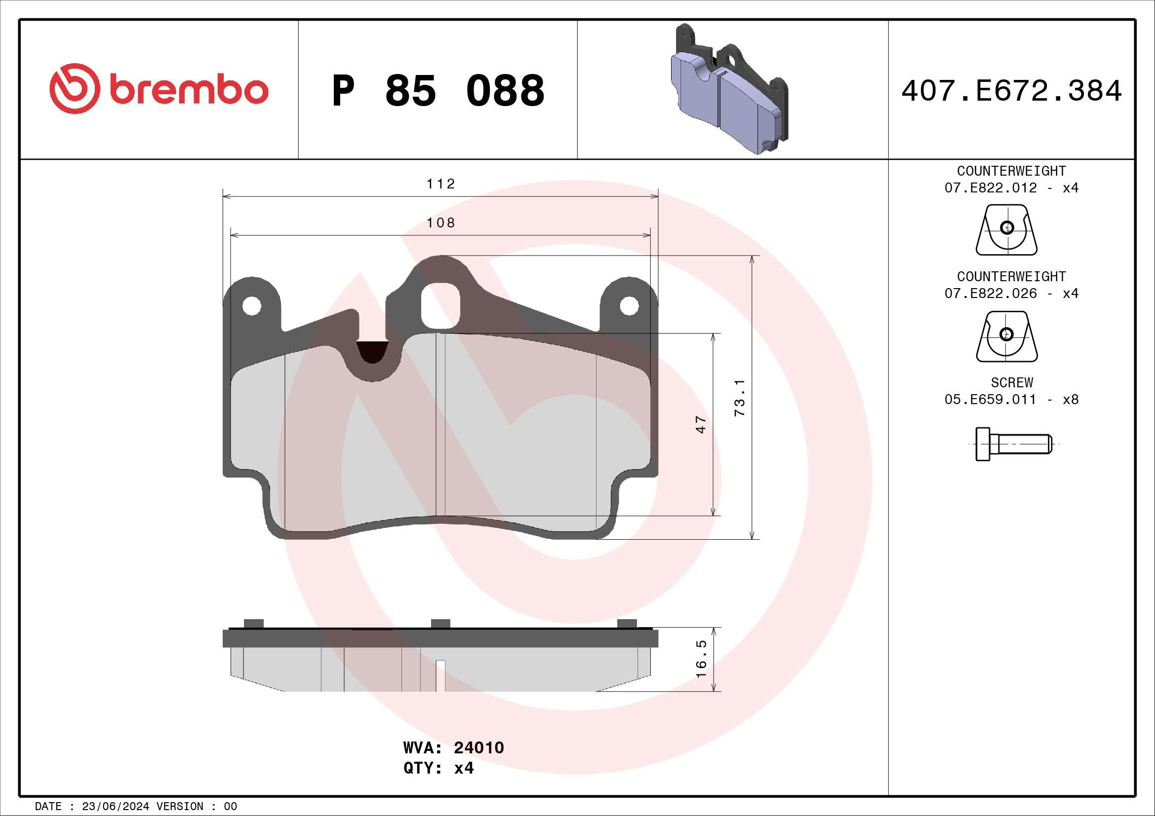 Pastillas traseras de freno Brembo P85088 precio, desde 38,20 EUR