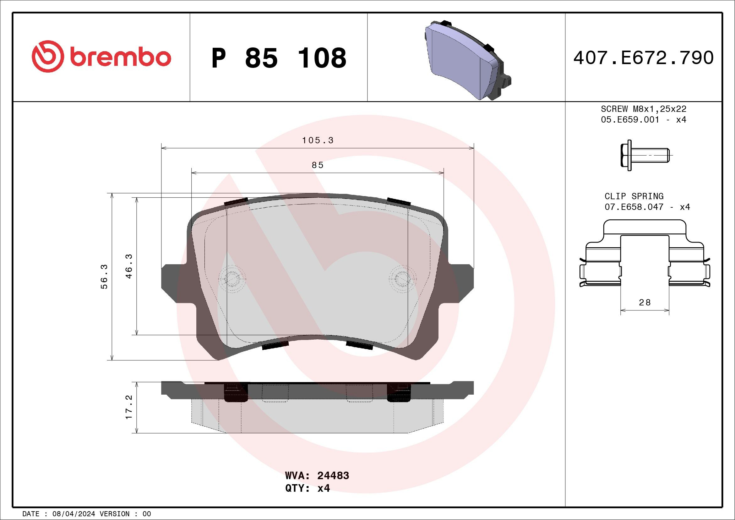 Pastillas traseras de freno Brembo P85108 precio, desde 34,86 EUR