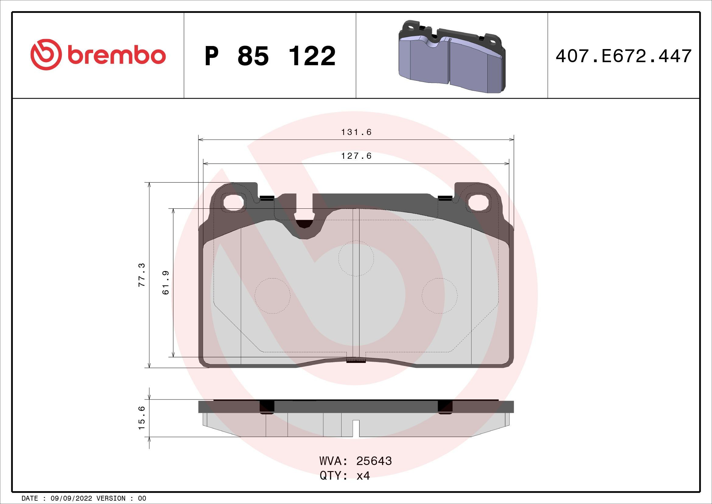Pastillas de freno delanteras Brembo P85122