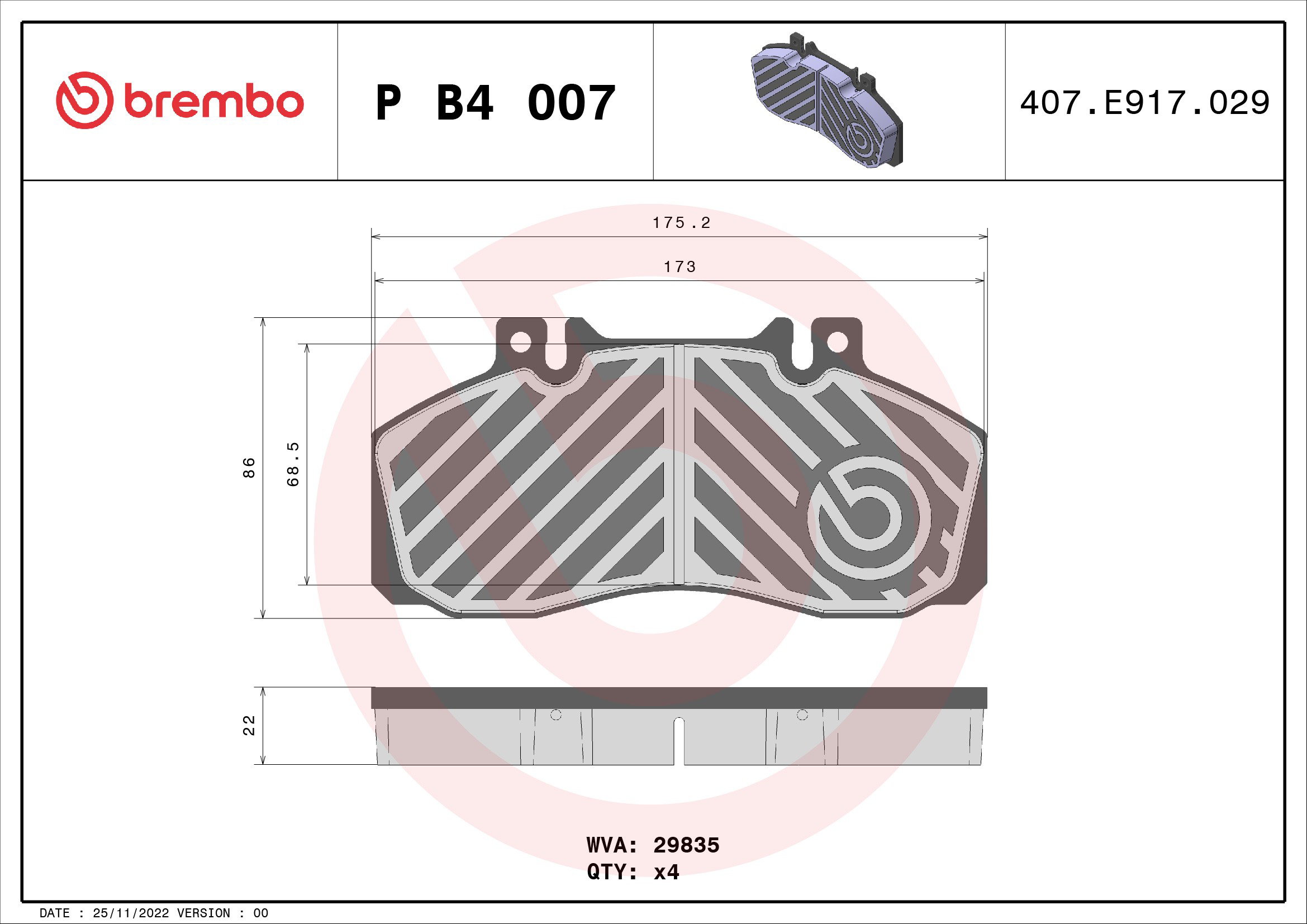 Pastillas traseras de freno Brembo PB4007 precio, desde 59,32 EUR