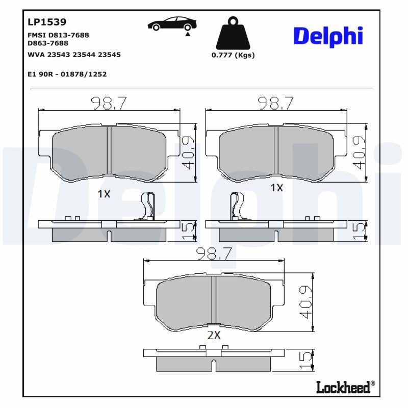 LP1539 Delphi Pastillas freno traseras