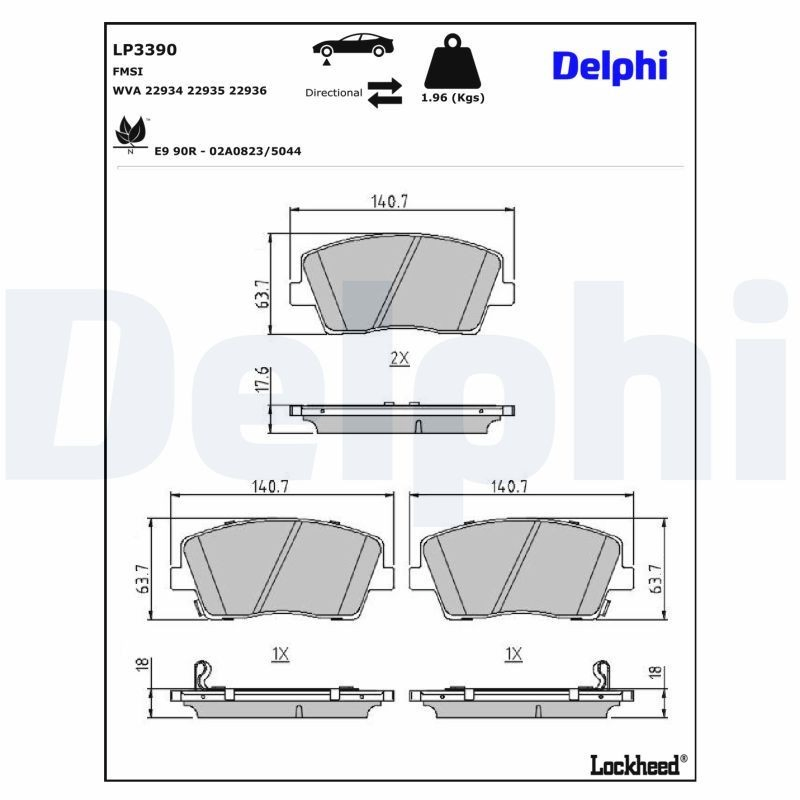 LP3390 Delphi Pastillas delanteras