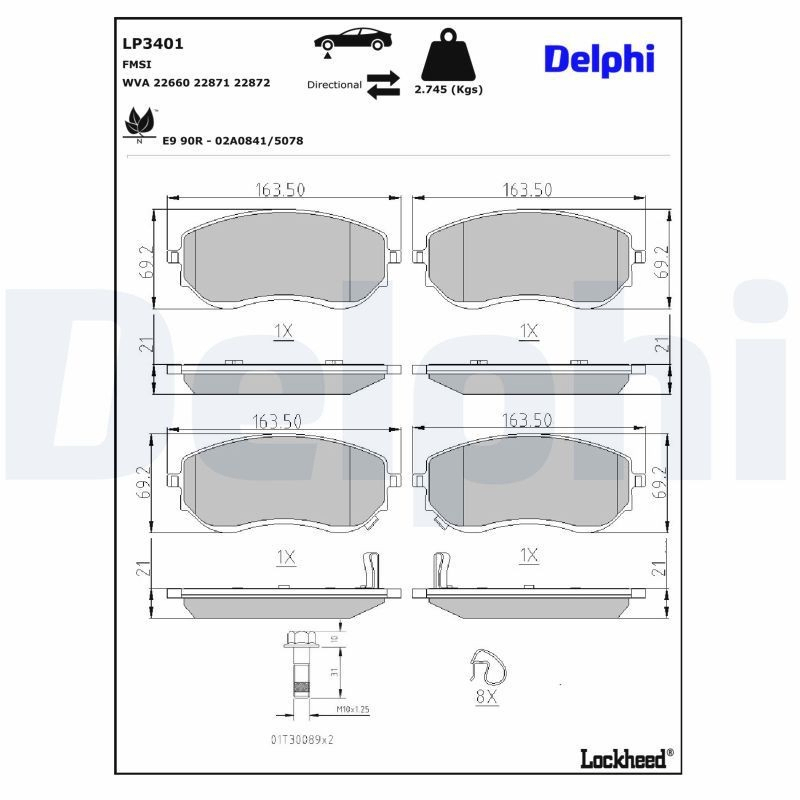 Pastillas de freno LP3401 Delphi
