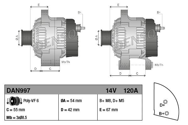 Alternador DAN997 Denso