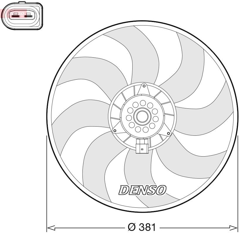 DER02006 Denso Ventilador eléctrico de refrigeración completo izquierdo (motor y hélice)