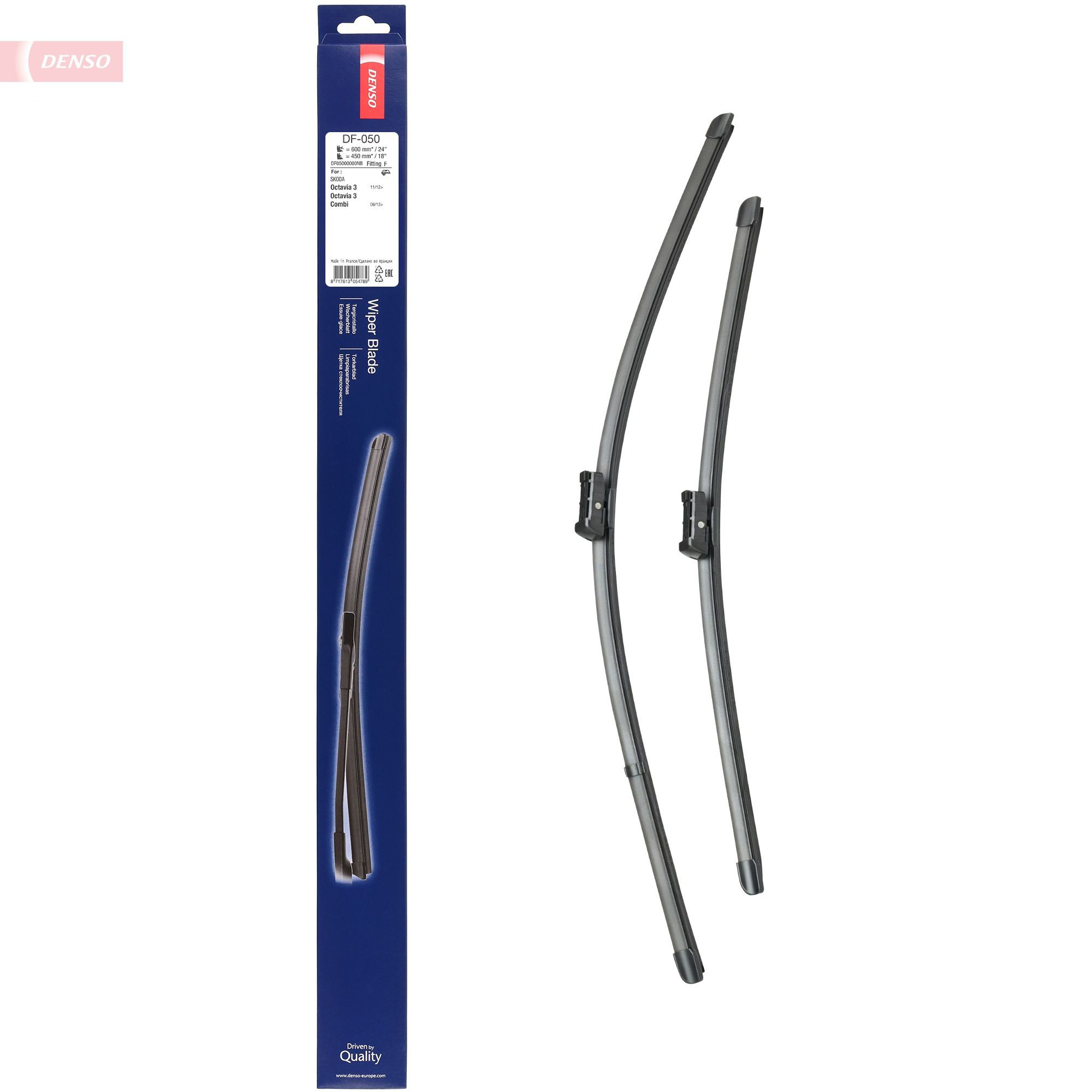 Comprar DF050 Denso Juego de escobillas de luna delantera, 2 piezas