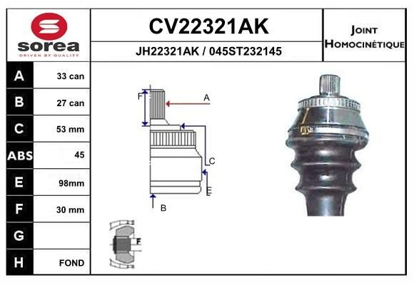 Junta homocinética exterior delantera Audi A4 B5 sedán (8D2) (1994 - 2001) precio, desde 54,98 EUR