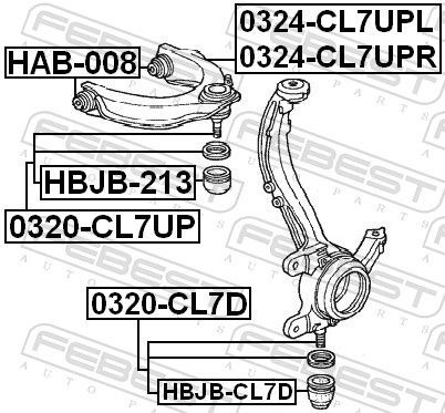 Rótula de suspensión superior Febest 0320CL7UP precio, desde 10,78 EUR