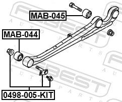 Buje delantero del brazo longitudinal trasero Febest MAB044 precio, desde 10,30 EUR