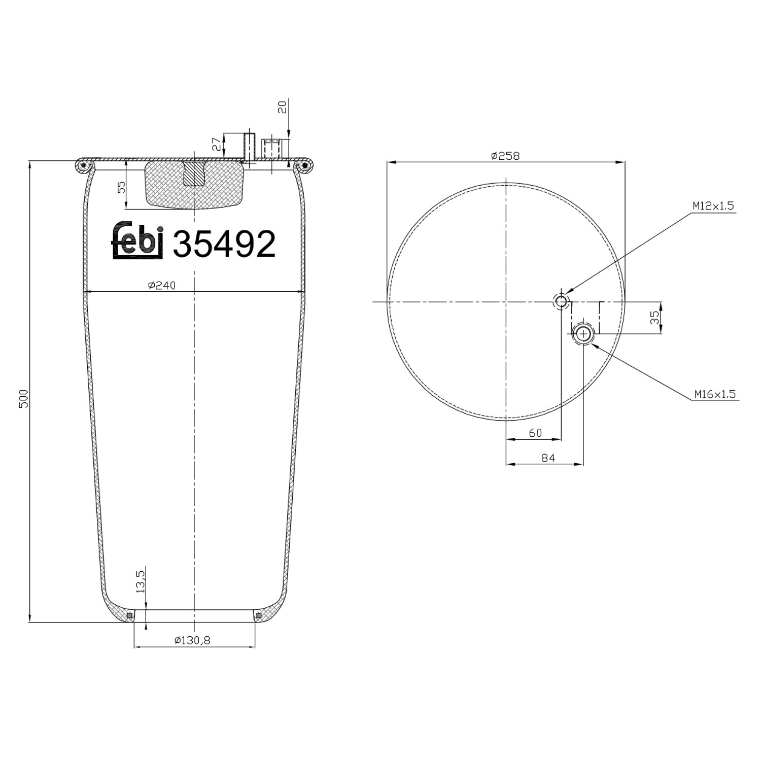 Bolsa de aire del eje trasero Febi 35492 precio, desde 65,28 EUR