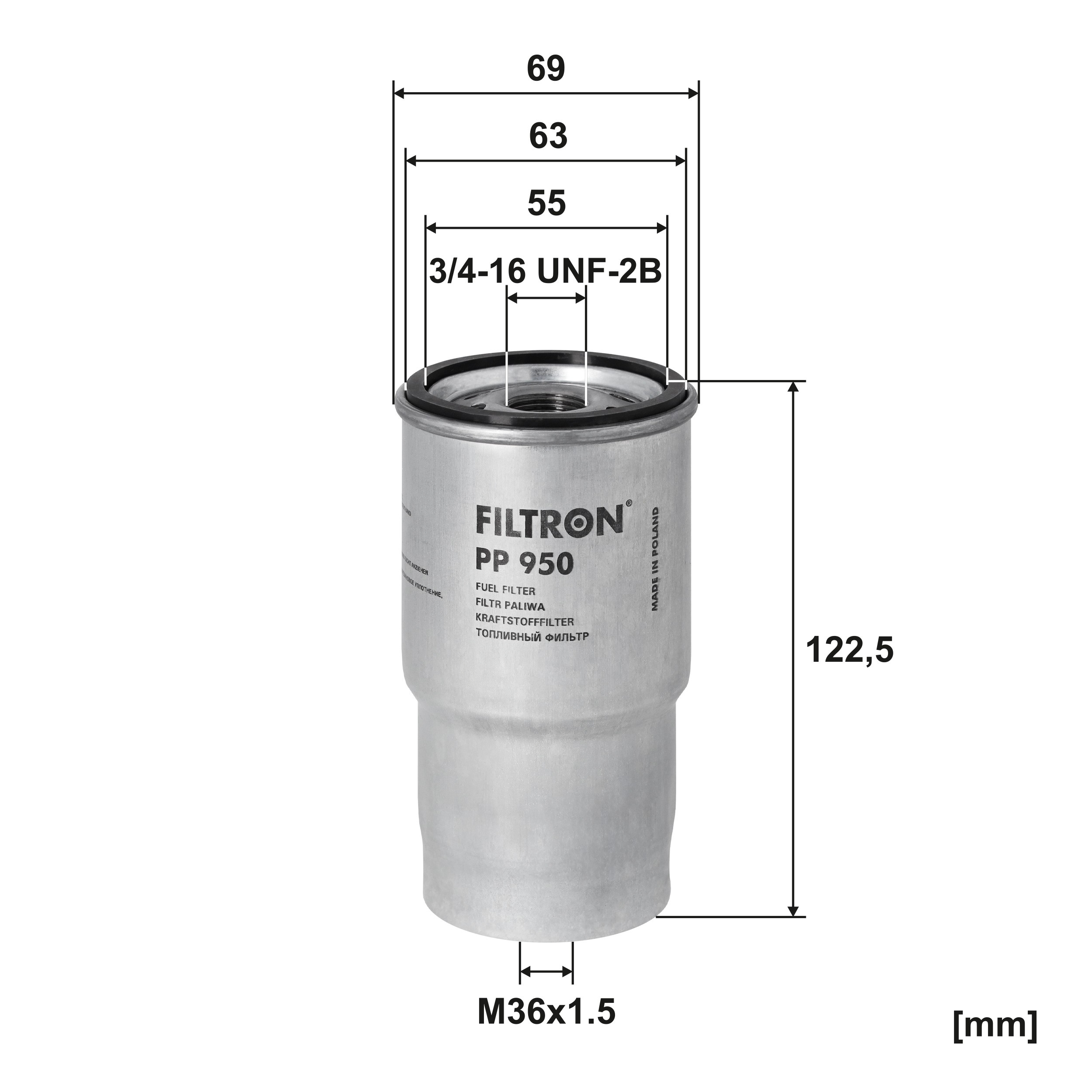 Filtro de gasoil Filtron PP950