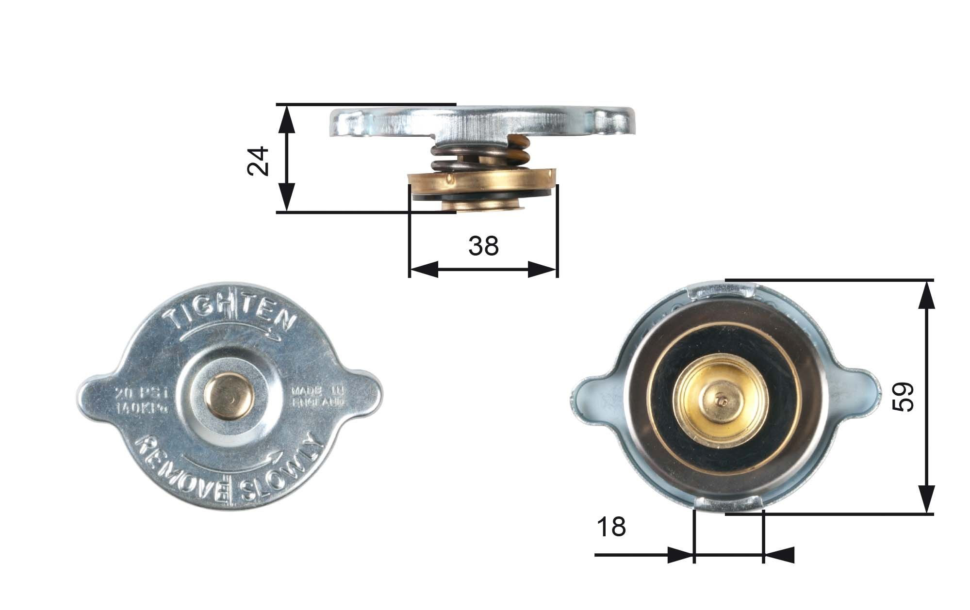 RC125 Gates Tapa de radiador