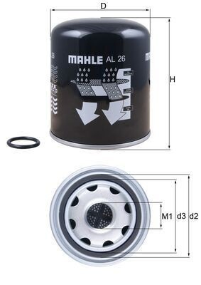 AL26 Mahle Original Filtro del desecador de aire (separador de agua y aceite) (camión)
