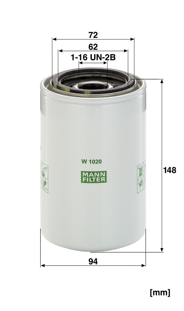 Filtro de aceite W1020 Mann-Filter