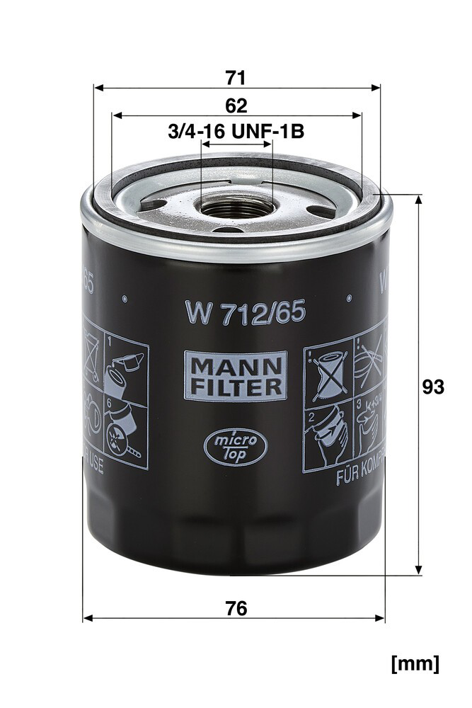 W71265 Mann-Filter Filtro aceite