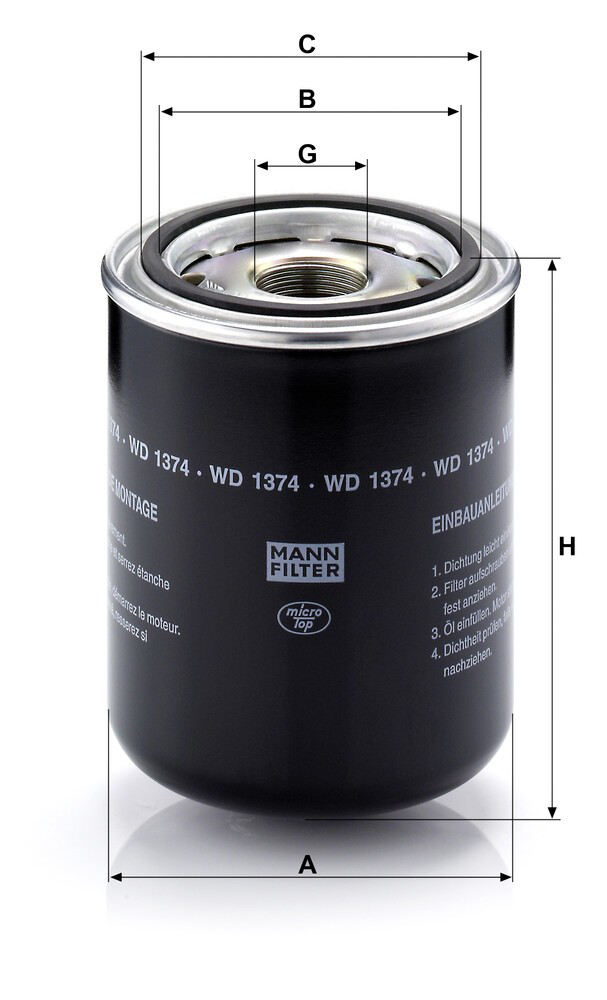 WD1374 Mann-Filter Filtro aceite
