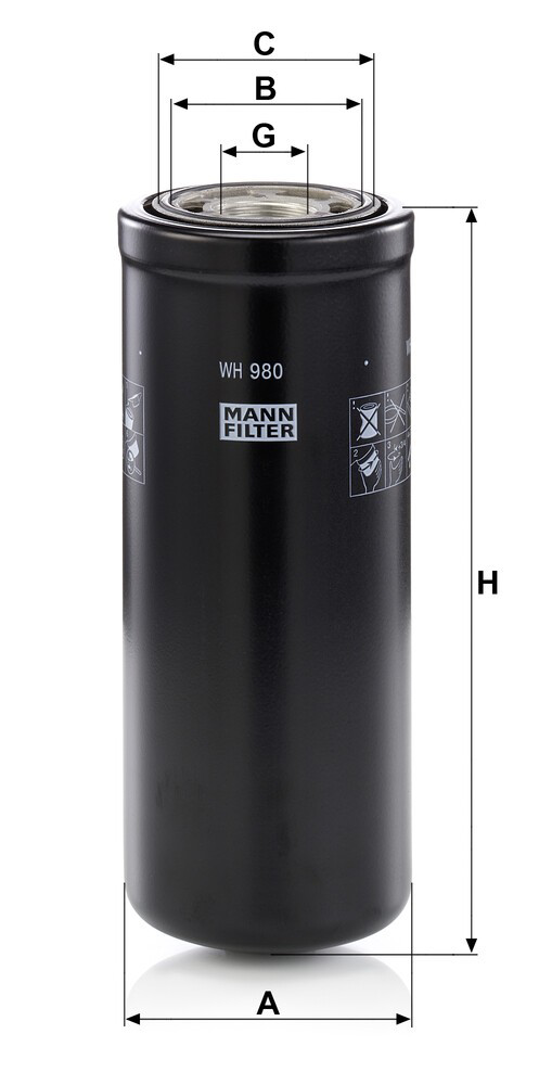 Filtro del sistema hidráulico Mann-Filter WH980 precio, desde 37,42 EUR