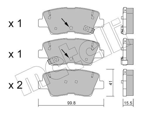 2208861 Metelli Pastillas freno traseras