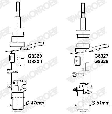 G8330 Monroe Amortiguador frontal izquierdo
