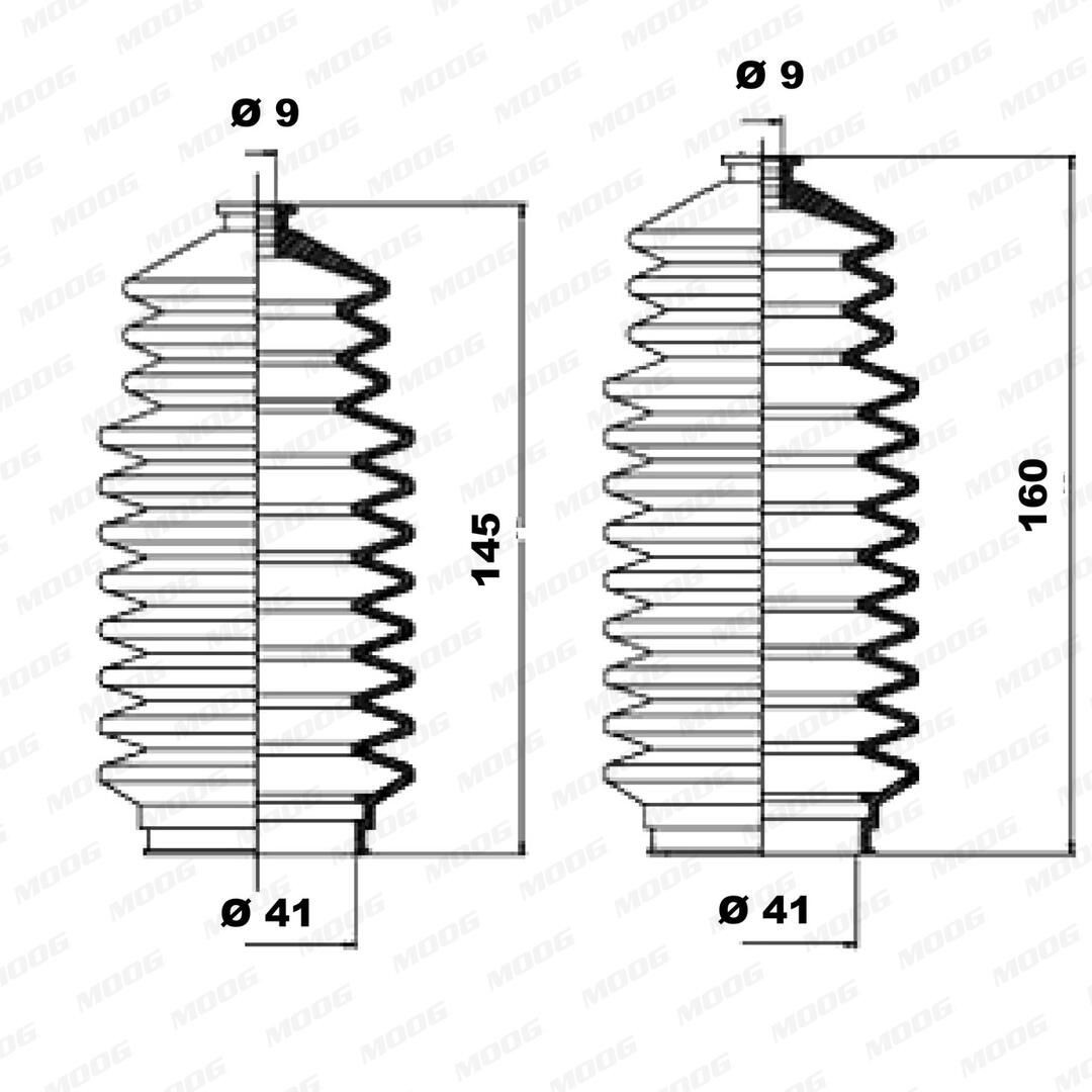 K150097 Moog Guardapolvo de dirección derecho (cremallera)