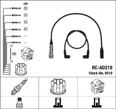0519 NGK Cables de alta tensión, juego