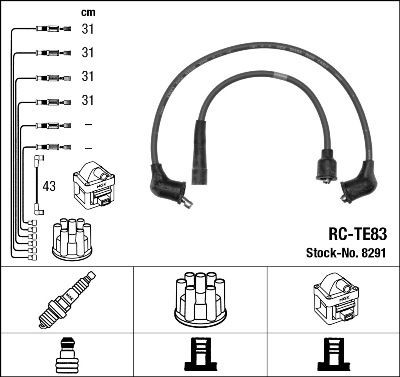 8291 NGK Cables de alta tensión, juego