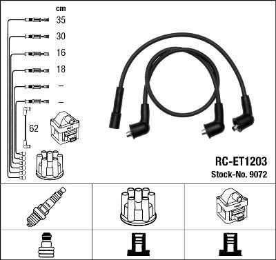 9072 NGK Cables de alta tensión, juego