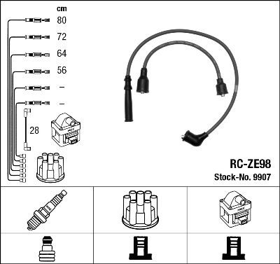 9907 NGK Cables de alta tensión, juego