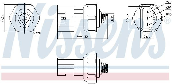 301090 Nissens Sensor de baja presion aire acondicionado