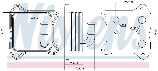 Radiador de aceite debajo del filtro Nissens 90680