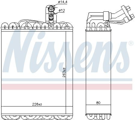 92135 Nissens Evaporador, aire acondicionado