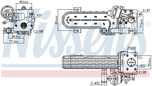 989413 Nissens Enfriador de recirculación de gases de escape EGR