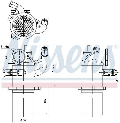 989423 Nissens Enfriador de recirculación de gases de escape EGR