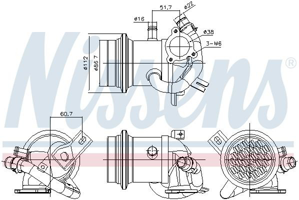 989424 Nissens Enfriador de recirculación de gases de escape EGR