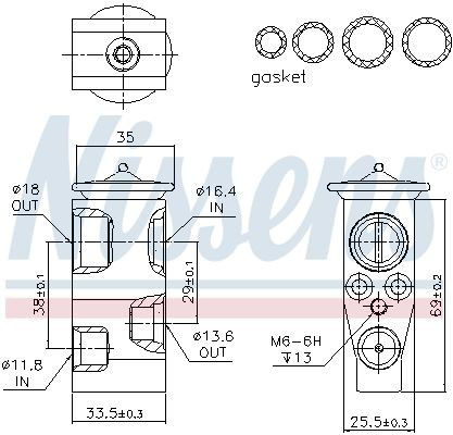 Válvula TRV del aire acondicionado 999315 Nissens
