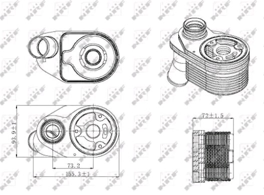 31325 NRF Radiador de aceite debajo del filtro