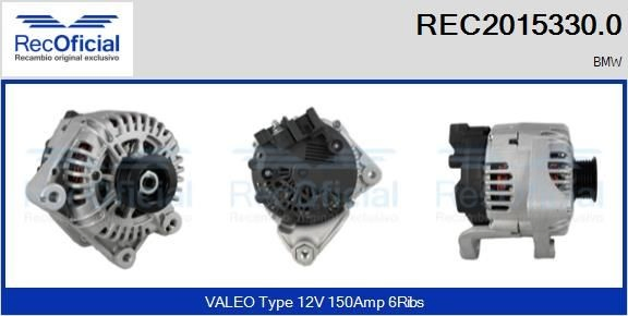 Alternador REC20153300 Recoficial