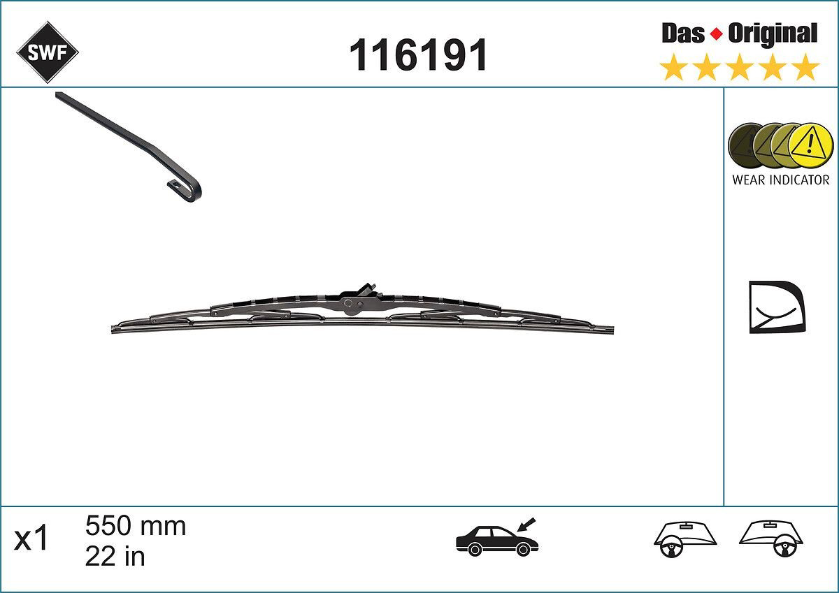 116191 SWF Escobilla del limpiaparabrisas del lado del pasajero