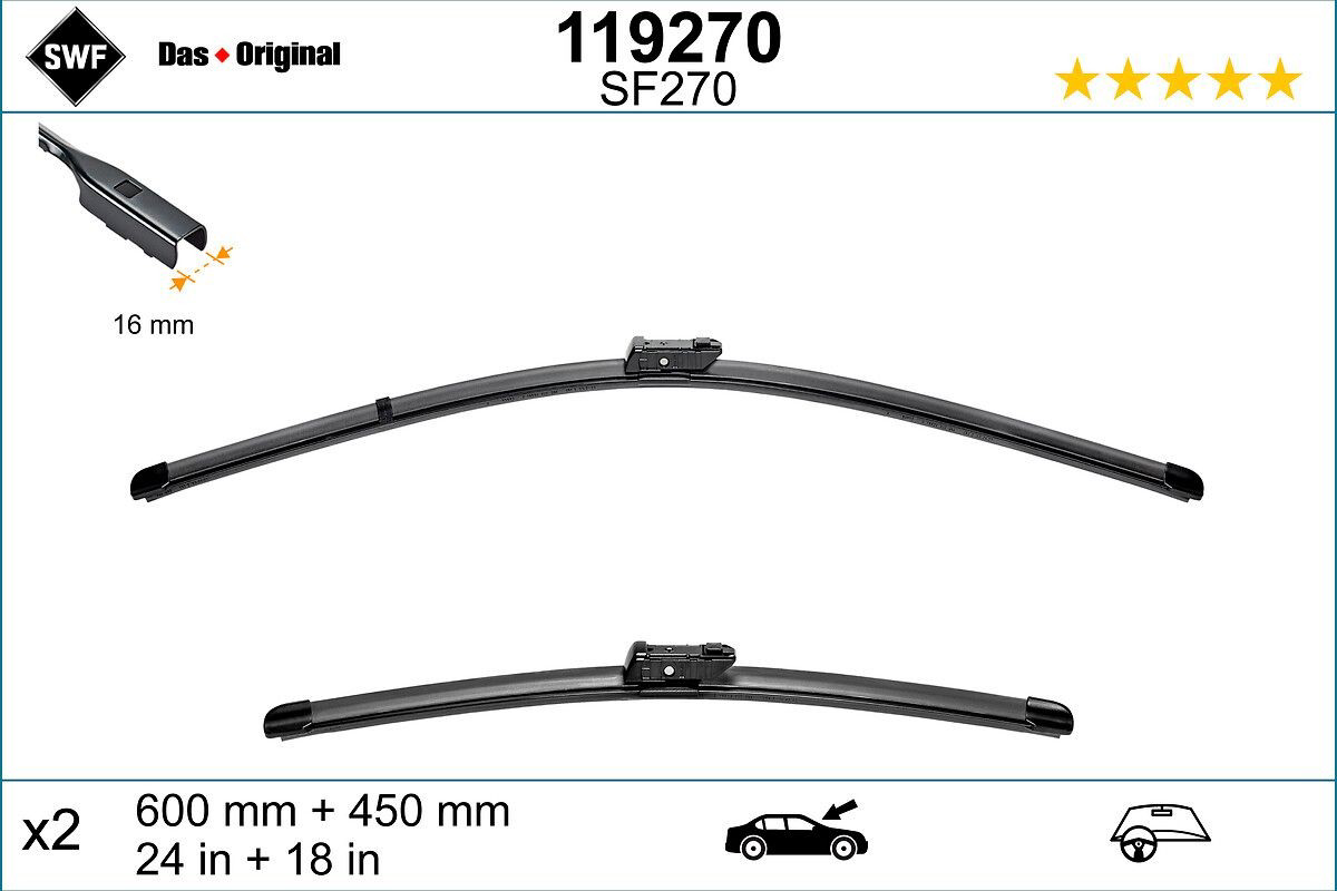 Comprar 119270 SWF Juego de escobillas de luna delantera, 2 piezas